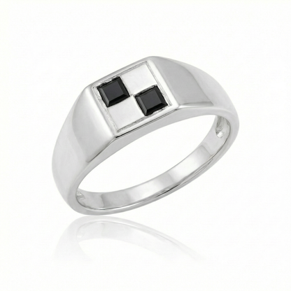 Black Spinel Mini - Silver