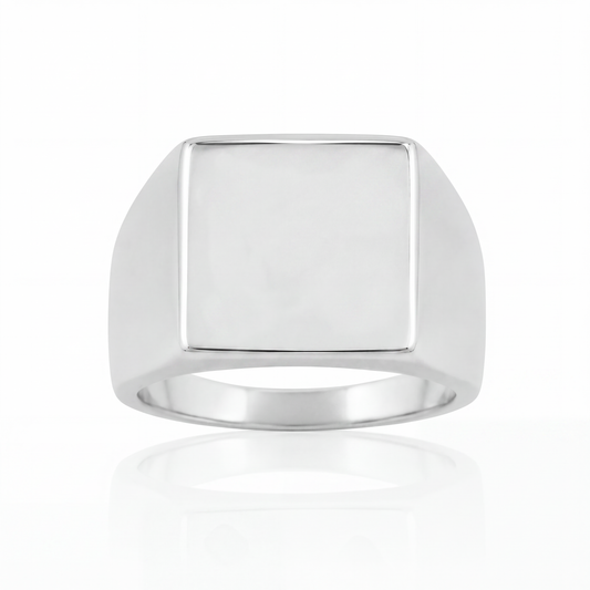 Custom Raw Gemstone Box Ring Large - Silver