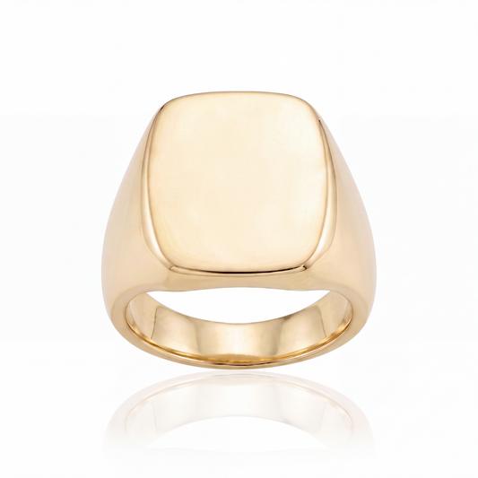 Custom Raw Gemstone Cushion Ring Large - Gold