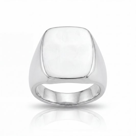 Custom Raw Gemstone Cushion Ring Large - Silver